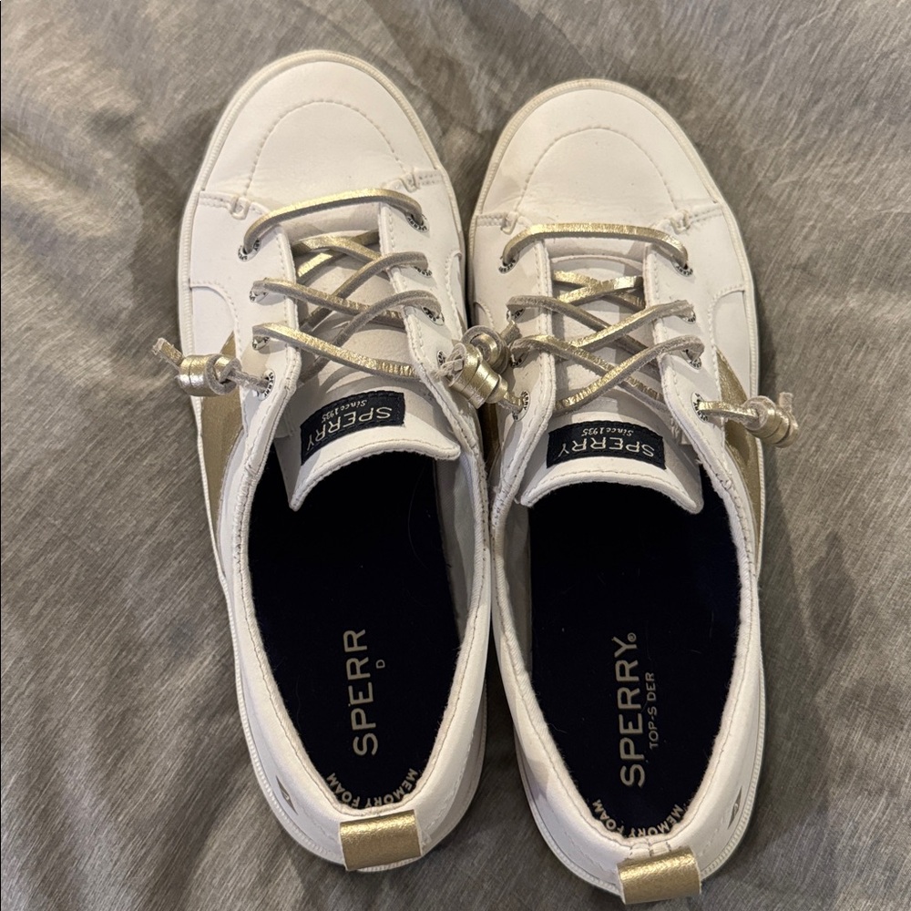 Sperry White and Gold Casual Sneakers